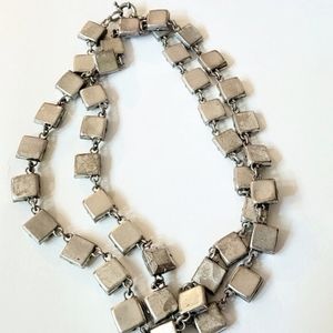 Double strand designer silver necklace